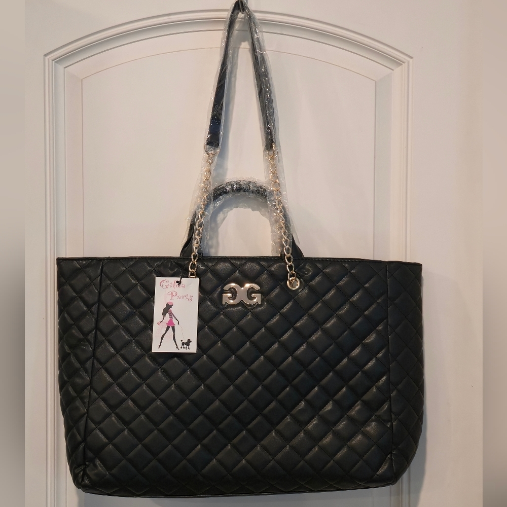 New w/ Tags Authentic Gilda Paris Large Quilted Tote Purse Diapar Laptop Bag